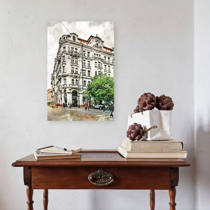 Ornate City Corner Classic Abstract Architecture City Wall Art Print 1 Piece Wrapped Canvas Wall Art, 60.96cm H x 40.64cm W