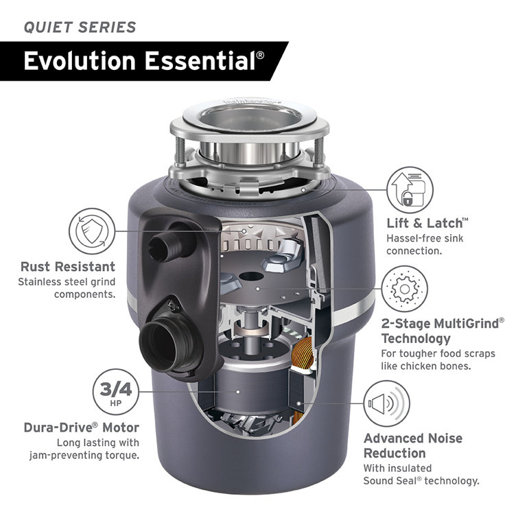 InSinkErator Evolution Essential 3/4 HP Continuous Feed Garbage Disposal   Reviews Wayfair