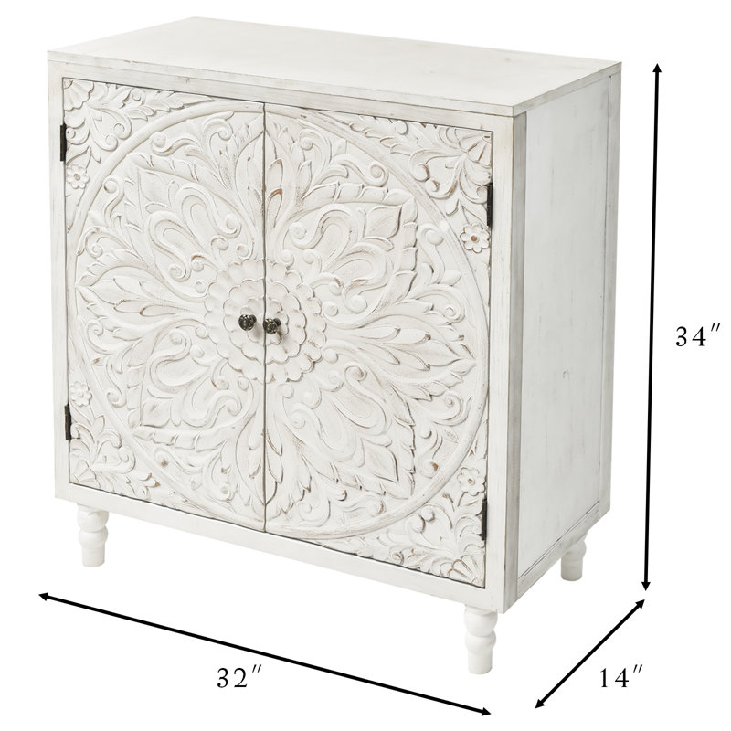 Armoire d'appoint 2 portes Devam, Blanc crème, Bronze