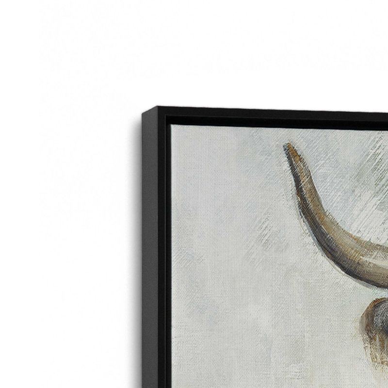 Impression sur toile Serene Longhorn Portrait, H 12,75 po x l 18,75 po x P 1,75 po, Cadre flottant noir satiné