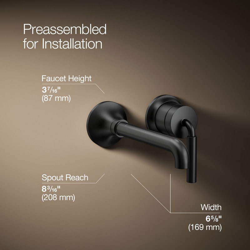 Tone Wall-Mount Single-Handle Bathroom Sink Faucet, Matte Black