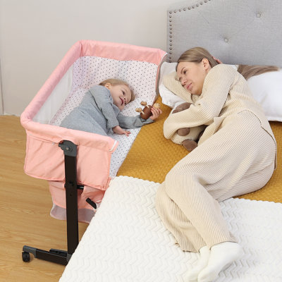 3-in-1 Baby Bassinet Bedside Bed | Baby Headboard Bassinet With Wheels And Storage Basket, Full Mesh And Adjustable Height Headboard Crib Essential Items For Newborns 0-6 Months