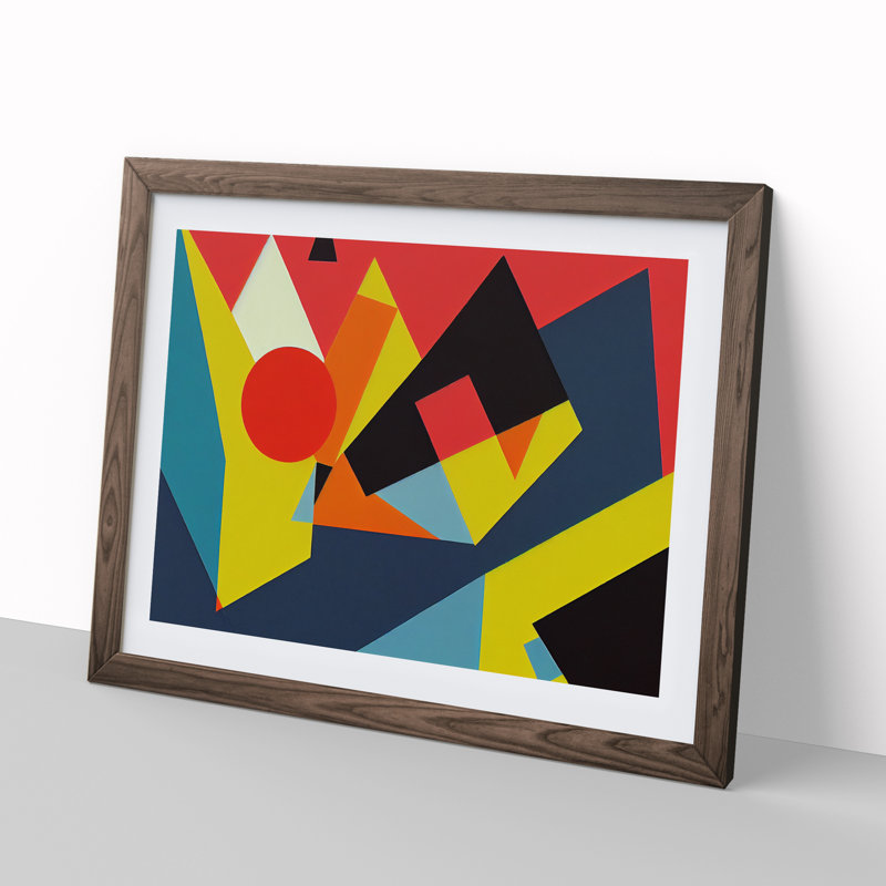 Art Suprematism Vol.1 Abstract 1 Piece Single Picture Frame Wall Art, 34cm H x 46cm W x 2cm D, Walnut Framed