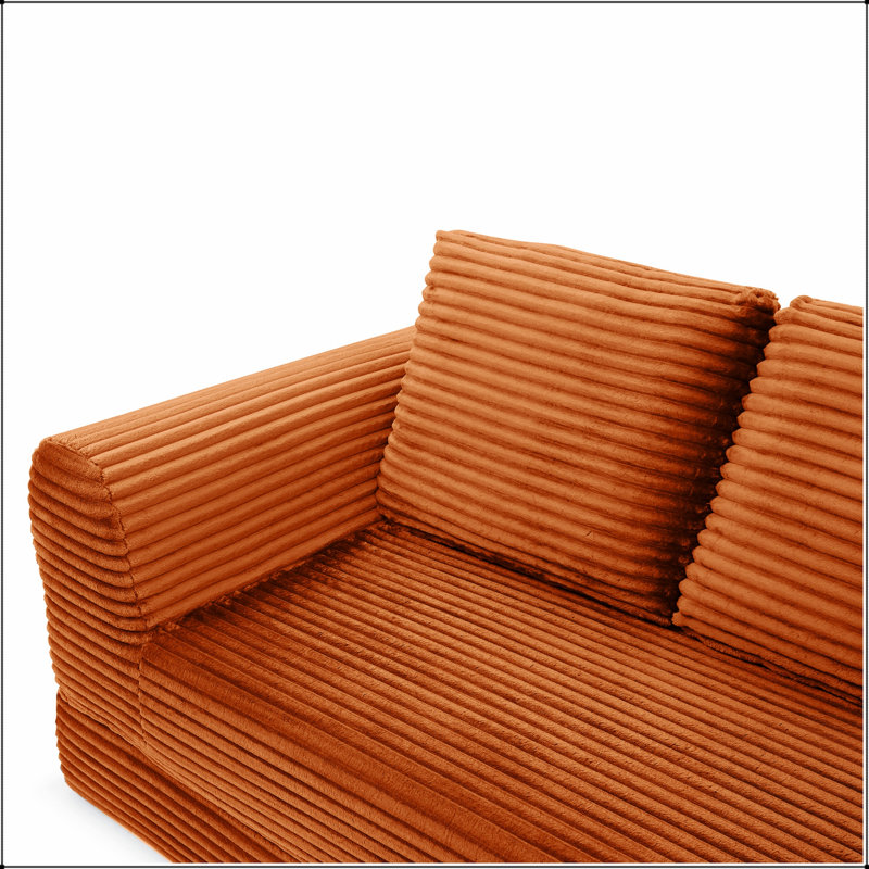 Canapé-lit pliant convertible 2-en-1, canapé-lit en velours côtelé moderne avec 2 coussins, causeuse futon rembourrée et désossée avec lit escamotable, canapé modulaire pliant pour le salon
