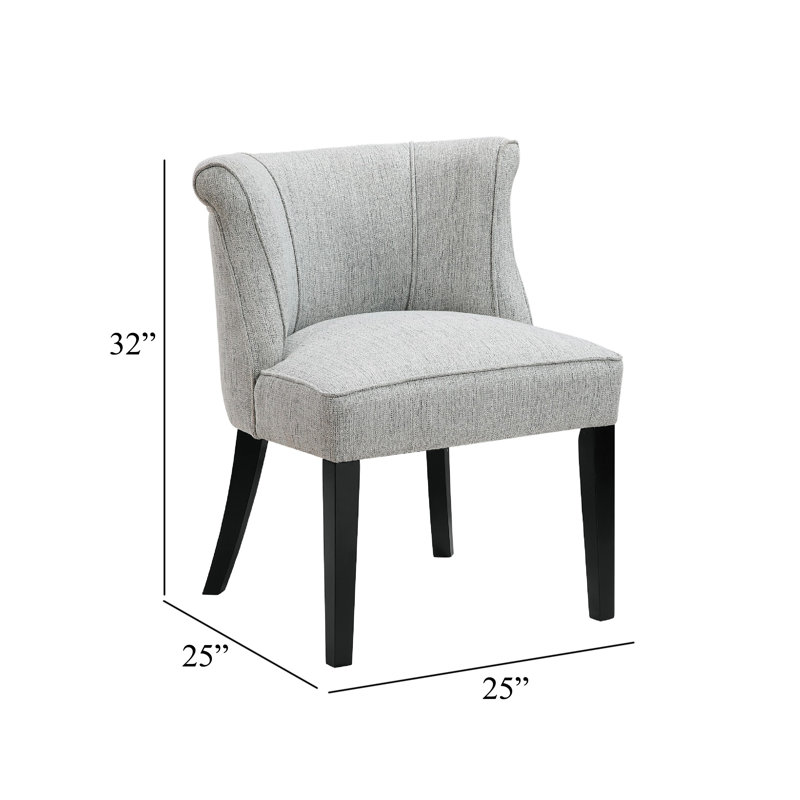 Chaise d'appoint Vasu, accents verticaux sur dossier incurvé, polyester gris