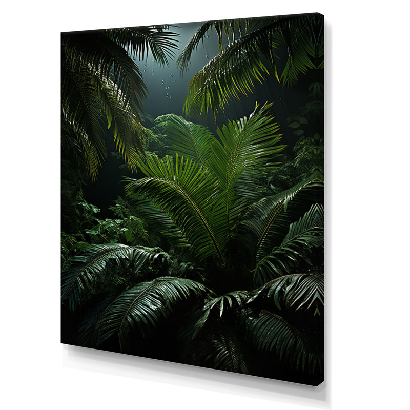 Palmiers dans la jungle II - impression, H 32 po x l 16 po x P 1 po, Toile tendue