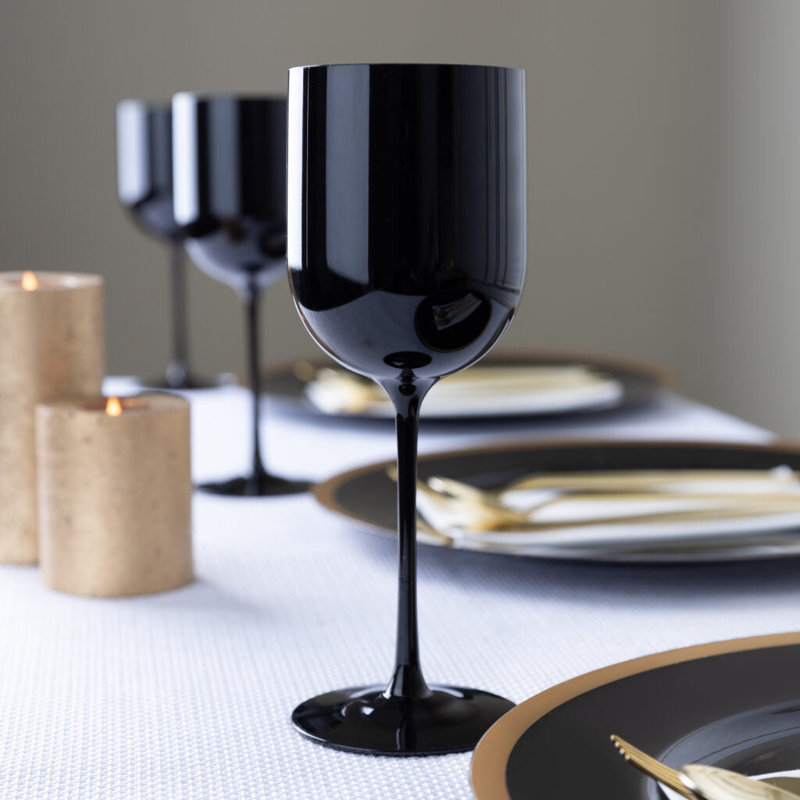 Verres à vin en plastique noir 12 oz Ecoqualité 25 invités