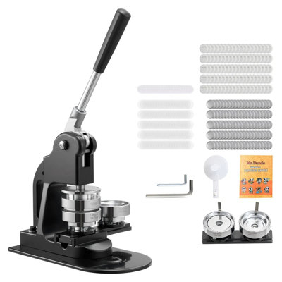 2.25" Button Maker Machine, Pin Maker Machine With 500pcs Button Parts, Circle Cutter, Hex Wrenches & Magic Book, Ergonomic Handle For Diy Badges Personalized Pins And Key Chains, Black