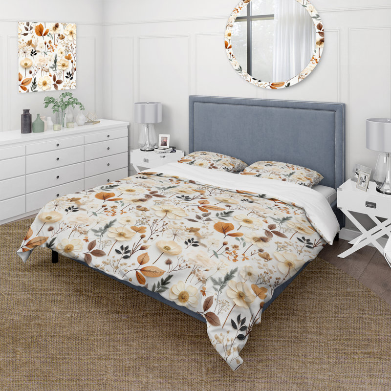 Earthy Serenity - Plants Duvet Cover Set, Housse de couette pour grand lit et 2 taies décor