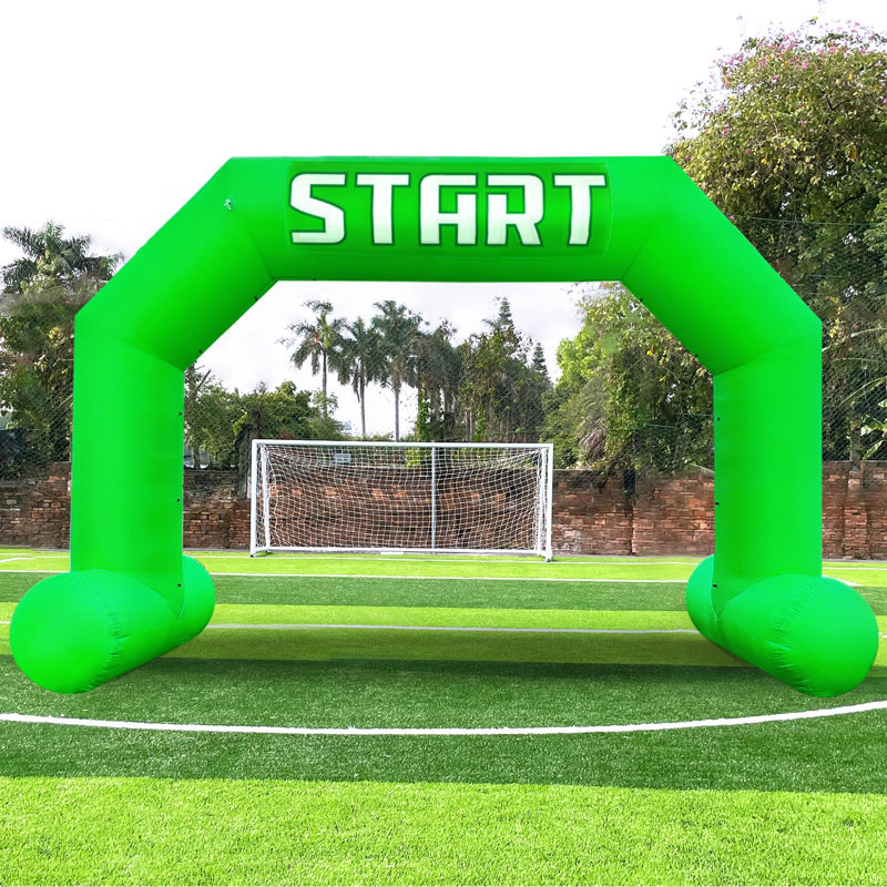 Arche gonflable hexagonale verte de 20 pi avec souffleur intégré, arche de la ligne de départ / arrivée pour la publicité extérieure, sportive, scolaire et commerciale