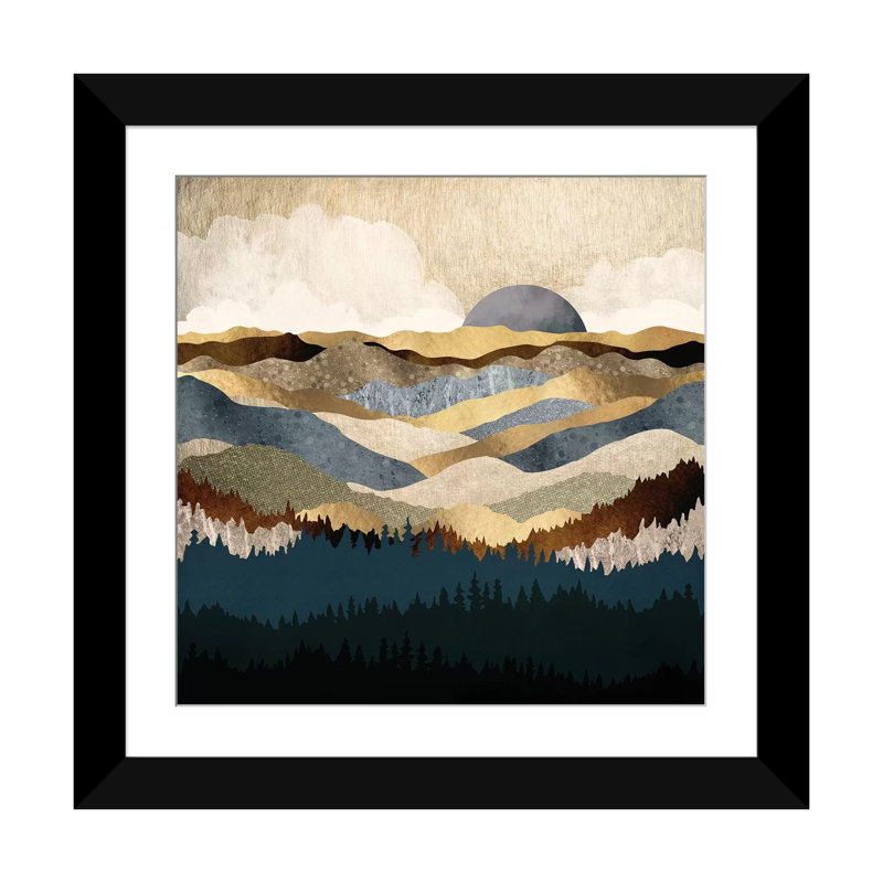 Golden Vista, H 26 po x l 26 po x P 1,5 po, Papier beaux-arts encadré noir, Blanc