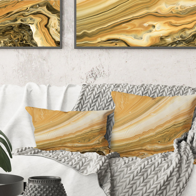 Coussin décoratif orange et jaune en onyx orange et moderne, 16 po x 16 po