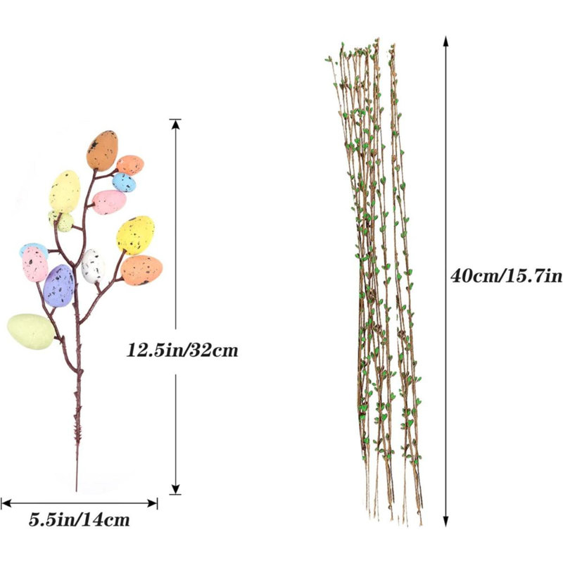 Shitailu Artificial Easter Spray Vine With Pastel Easter Eggs And Berries- Decorative Spring Floral Stems-Easter Egg Twig Branches For Floral Arrangement-Centerpiece Wreath Decoration (26 Pcs)