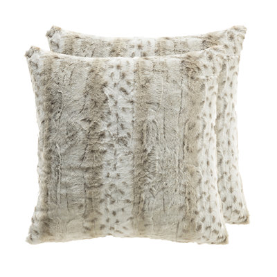 Housse de coussin décoratif en fausse fourrure seulement - ensemble de 2