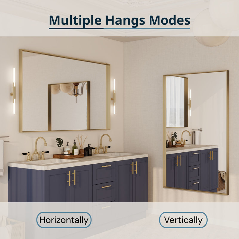 Miroir rectangulaire de salle de bain mural, 55 po x 30 po, Rectangulaire