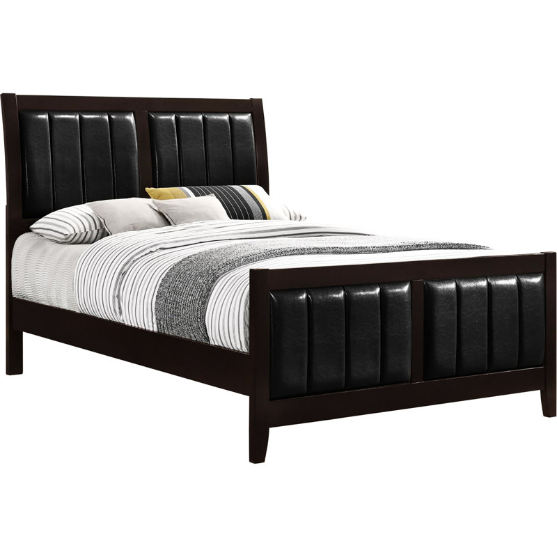 Lit double moderne avec finition en bois et cappuccino noir Charisma, Lit double