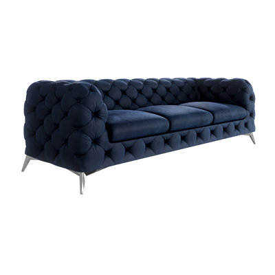  3 seater Chesterfield Sofa with Silver Metal Legs