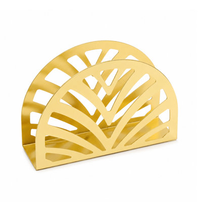 Porte-serviettes en fer doré, organisateur de table décoratif en métal au design moderne en forme d'éventail, pour la cuisine, la table à manger et le comptoir.