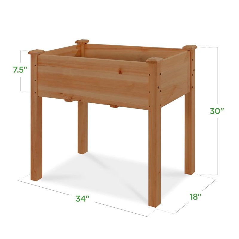 Raised Garden Bed, In Wood Planter Box Stand for Backyards, Patios & Balconies with Bed Liner & 200lb Capacity, Acorn Brown