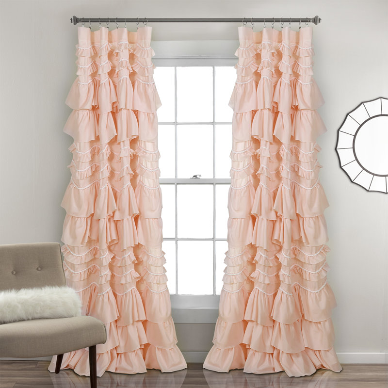 Kemmy Semi Sheer Curtain Single Panel, Blush, 52" W x 84" L