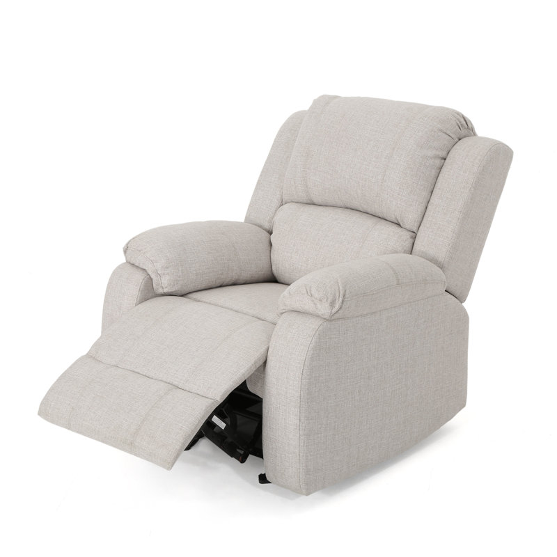 Fauteuil inclinable manuel en tissu de lin beige, dimensions 34,5 po x 39 po x 39 po