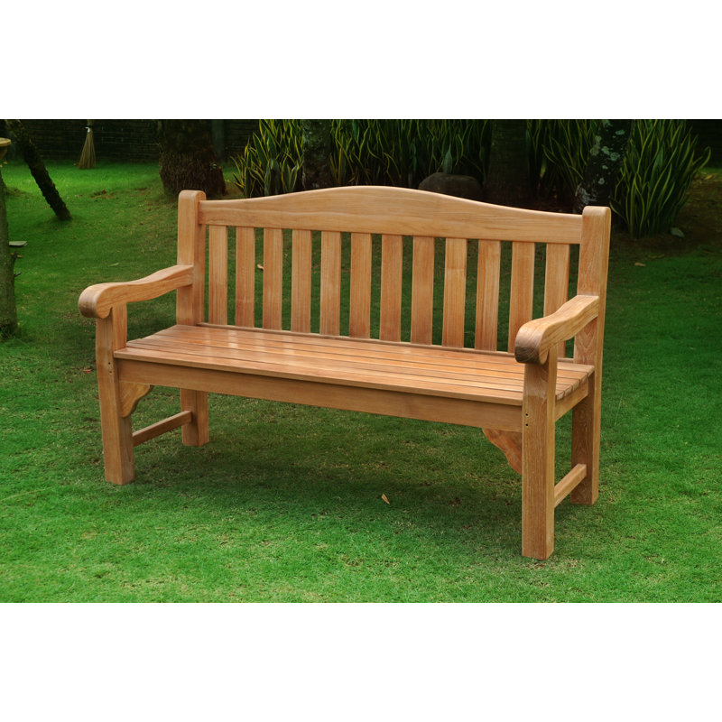 Dana Solid Wood Teak Outdoor Bench, 94cm H x 150cm W x 60cm D