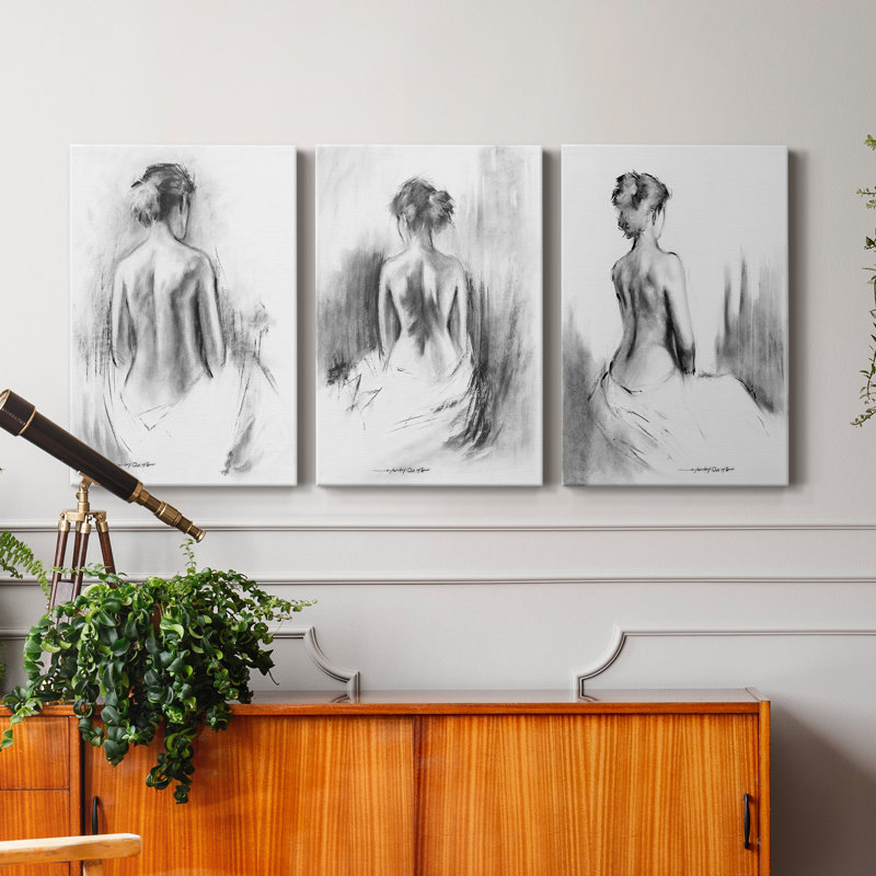 «Soft Silhouette I», ensemble de 3 reproductions sur toiles tendues, H 12 po x l 24 po x P 1 po