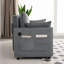 Canapé-lit convertible moderne en velours côtelé gris compact avec ports USB