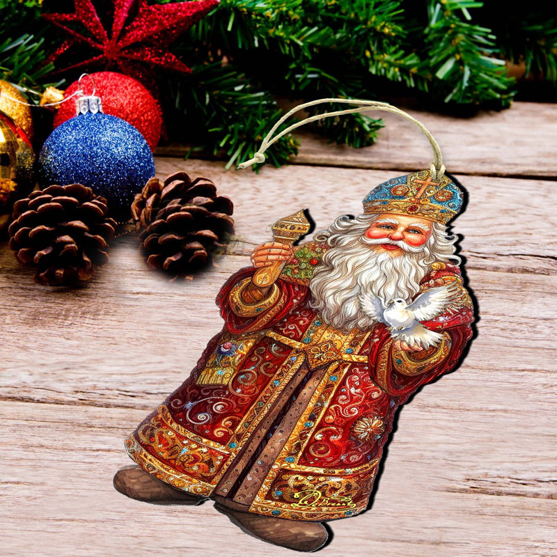 Ornements en bois Père Noël de la colombe de l'espoir, par Debrekht
