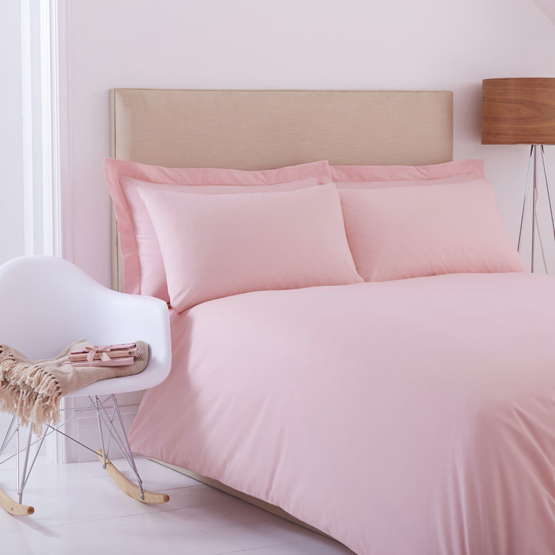 Margret Cotton Blend Solid Colour Duvet Cover with Pillowcases Included, Double - 2 Standard Pillowcases, Burgundy