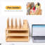 Organisateur de bureau en bambou avec porte-classeur, organisation de bureau pour les bureaux avec porte-stylo réglable, rangement pour bac à papier de bureau pour école à domicile (3 niveaux, naturel)