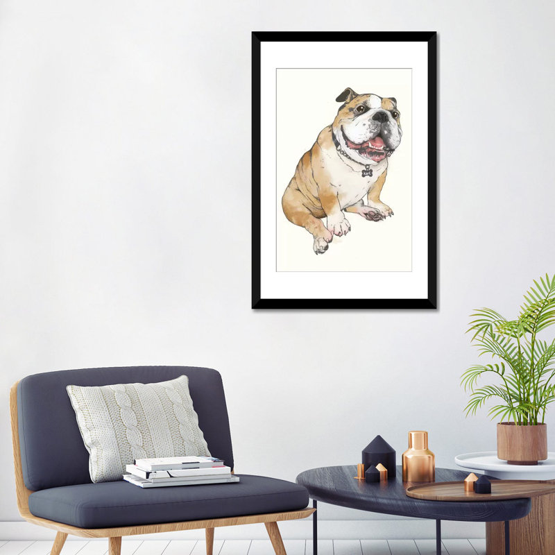 «Bulldog», impression sur toile, Papier d'art encadré noir, H 24 po x l 16 po x P 1 po
