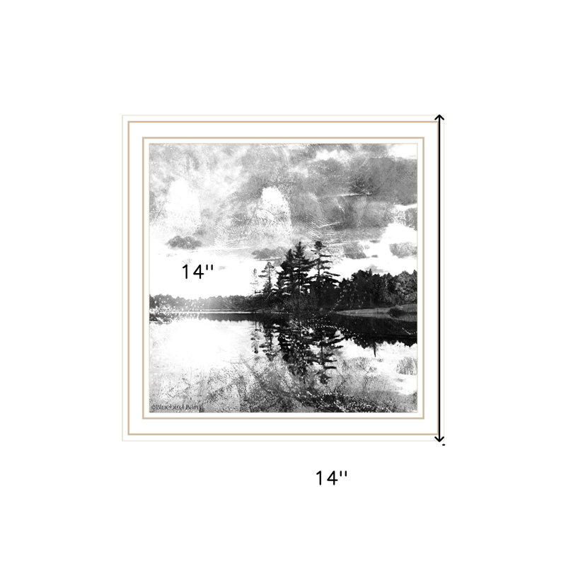 Lakeside Pines White Framed Print Wall Art