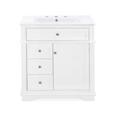 30" Bathroom Vanity With Sink, One Tip-Out Drawer, Three Drawers, Door Shelf, Soft Closing Door