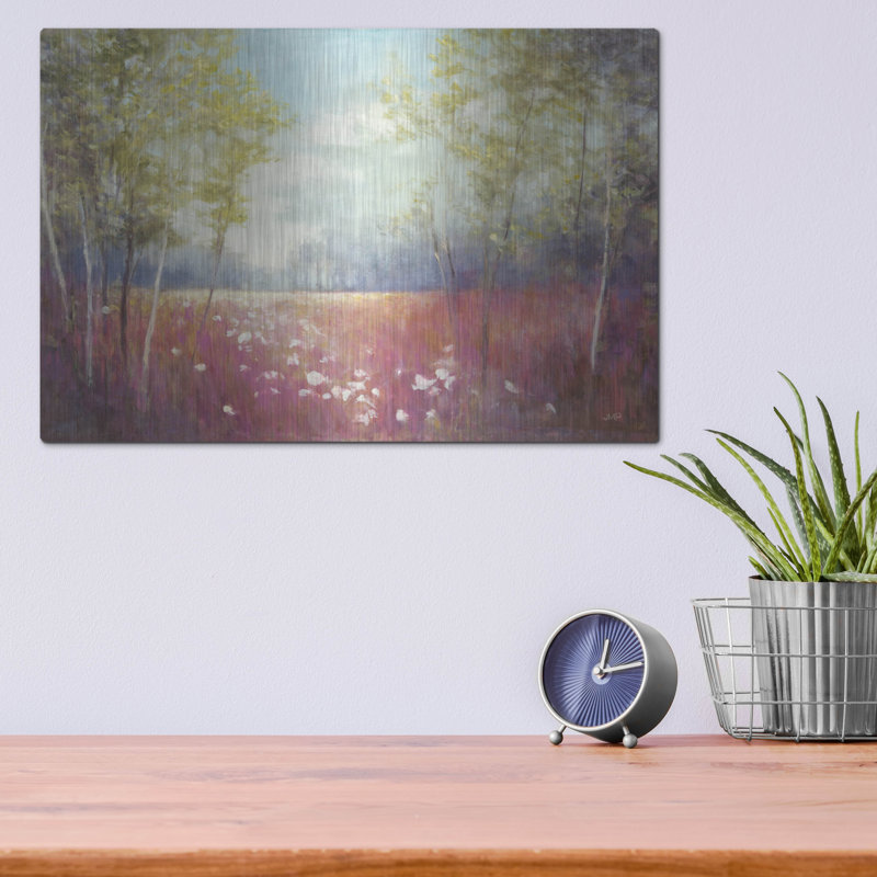 Art mural en métal Winston Porter «Purple Field C» par Julia Purinton, H 12 po x l 16 po