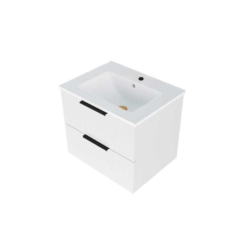 Meuble-lavabo 24 po avec lavabo en céramique, Blanc, 24"