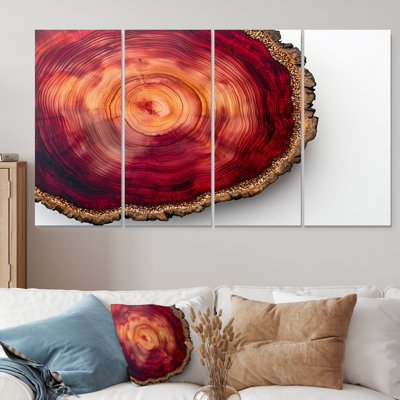 Cristaux de rubis et glissade sur bois Energy III - Art mural - ensemble de décoration artistique