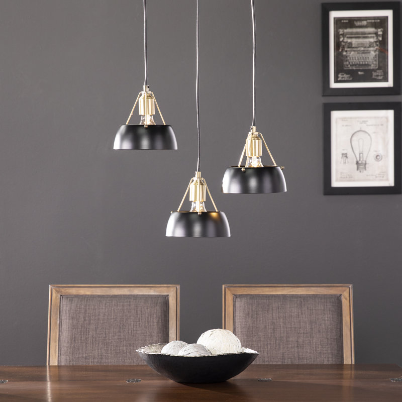 Luminaire suspendu grappe 3 lumières Renmarco, Noir