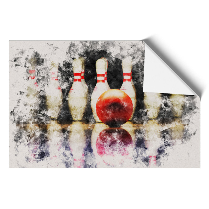 Ten Pin Bowling Watercolour - Frameless Print, 21cm H x 30cm W x 0.1cm D