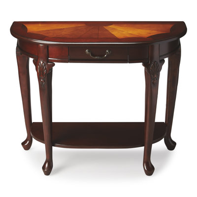  Kimball 36 po W Demilune Console 1 tiroir en bois avec tablette inférieure ouverte