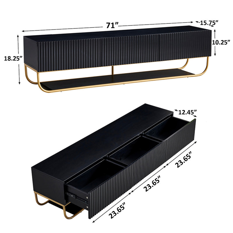Mercer41 Glam Tv Stand, Black/Gold