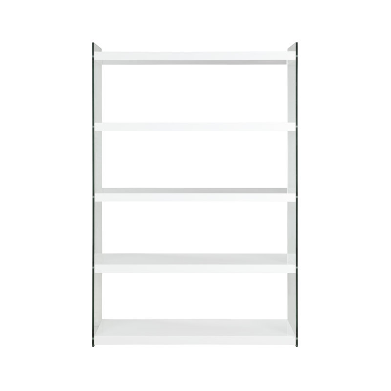 Rhuan Contemporary Walnut & Glass Book Case, White