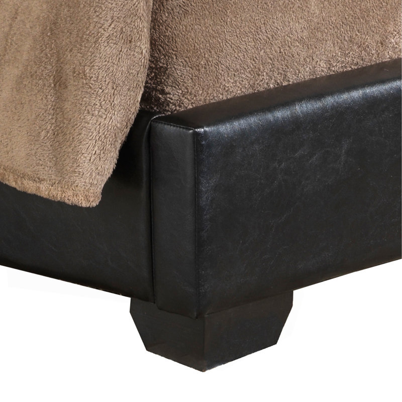 Upholstered Low Profile Standard Bed, Queen, Black 2