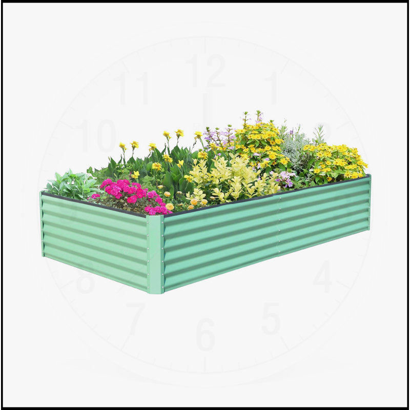 Galvanized Raised Garden Bed, 17.72" H x 70.87" W x 35.43" D, Green