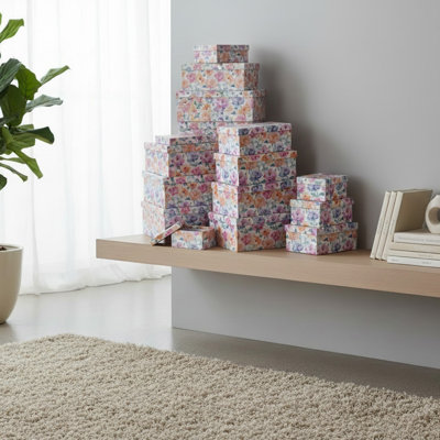 S/12 Rect. Nesting Boxes Soft Floral
