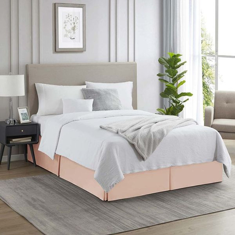 Jupe de lit plissée de luxe de 14 po, Pêche, Simple TG