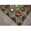 Bold Brown Color Vintage Mid Century American Folk Art Leafe Pattern Hooked Rug