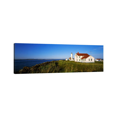 Lighthouse On A Landscape, Ft. Worden Lighthouse, Port Townsend, Washington State, USA - Wrapped Canvas Panoramic Print