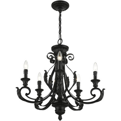 Amillia 5 - Light Steel Dimmable Chandelier