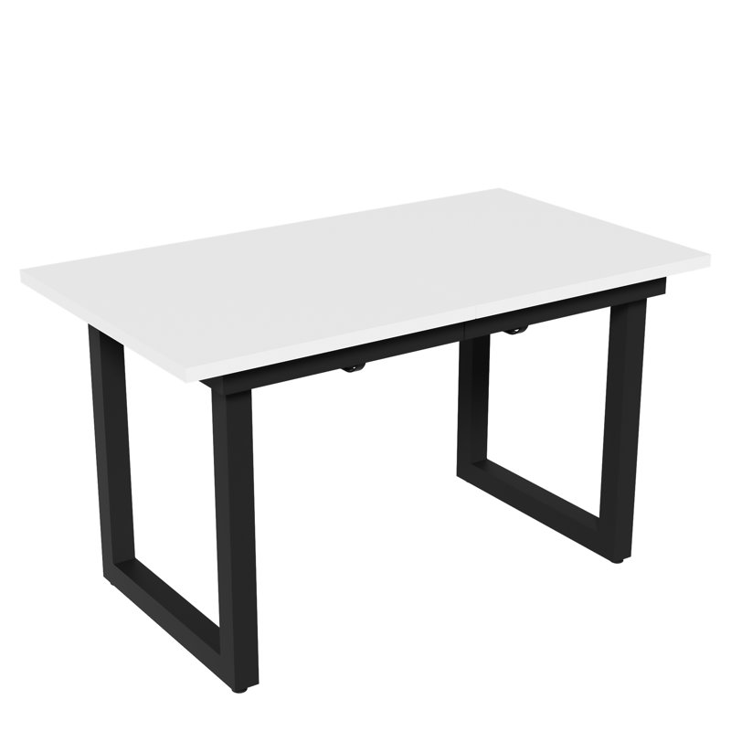 Darence Extendable Metal Base Dining Table, White